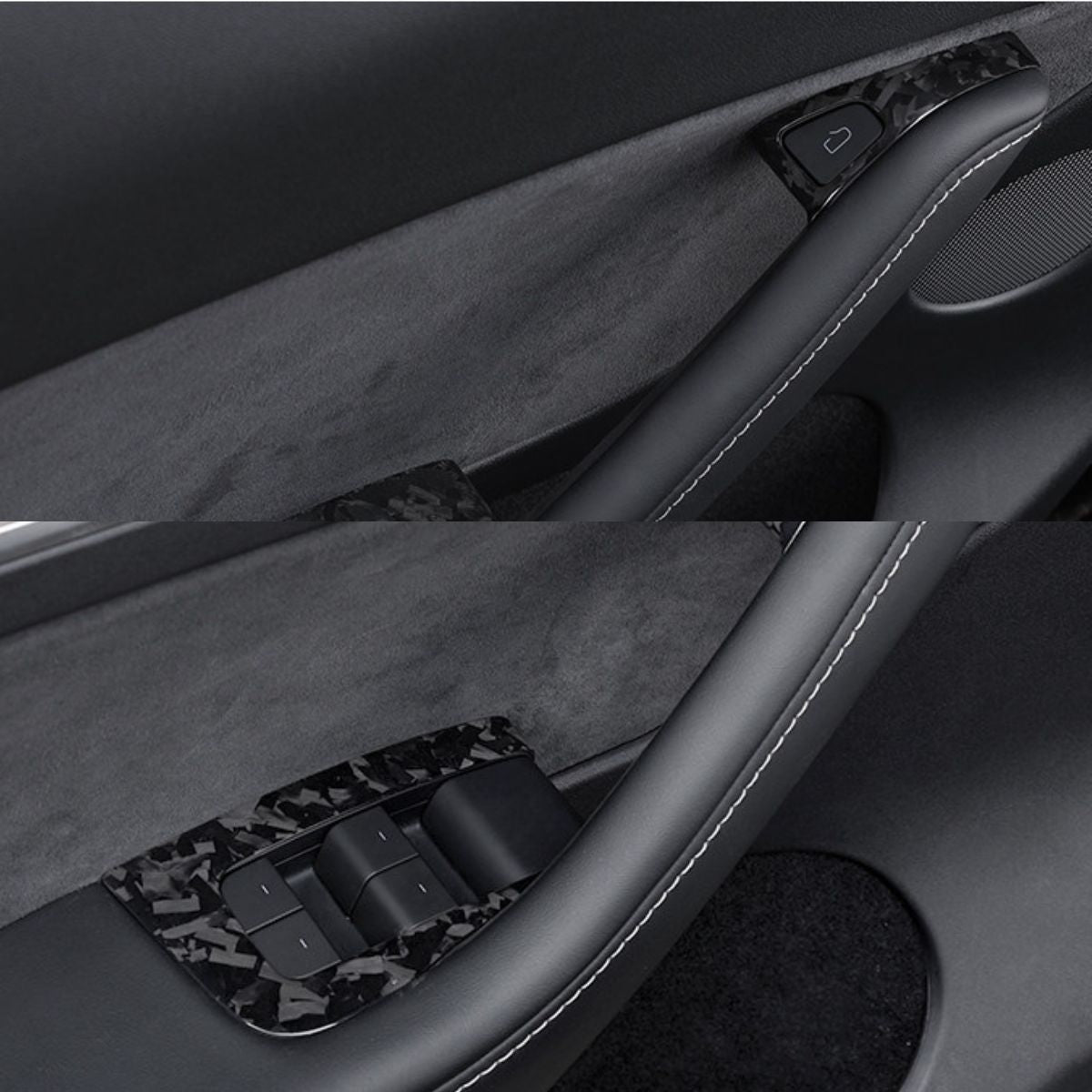 Dry Carbon Fiber Window & Door Switch Covers for Model Y / Model 3(Left Hand Drive)