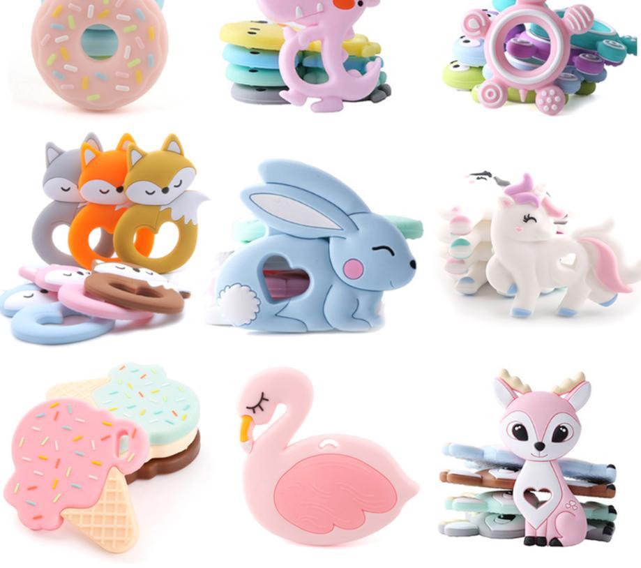 Baby Teether Silicone Rabbit Food Grade Bunny Teether Nursing Teething Accessories Silicone Animal Teether For Kids and Baby