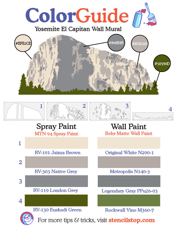El Capitan Yosemite Wall Mural Stencil Set