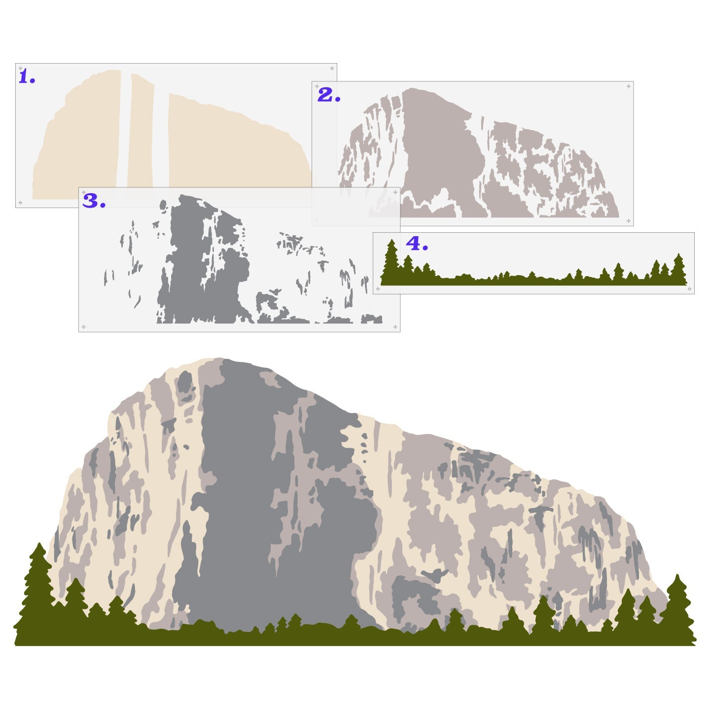 El Capitan Yosemite Wall Mural Stencil Set