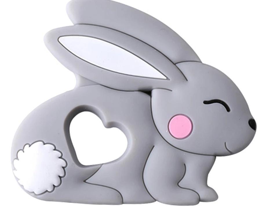 Baby Teether Silicone Rabbit Food Grade Bunny Teether Nursing Teething Accessories Silicone Animal Teether For Kids and Baby