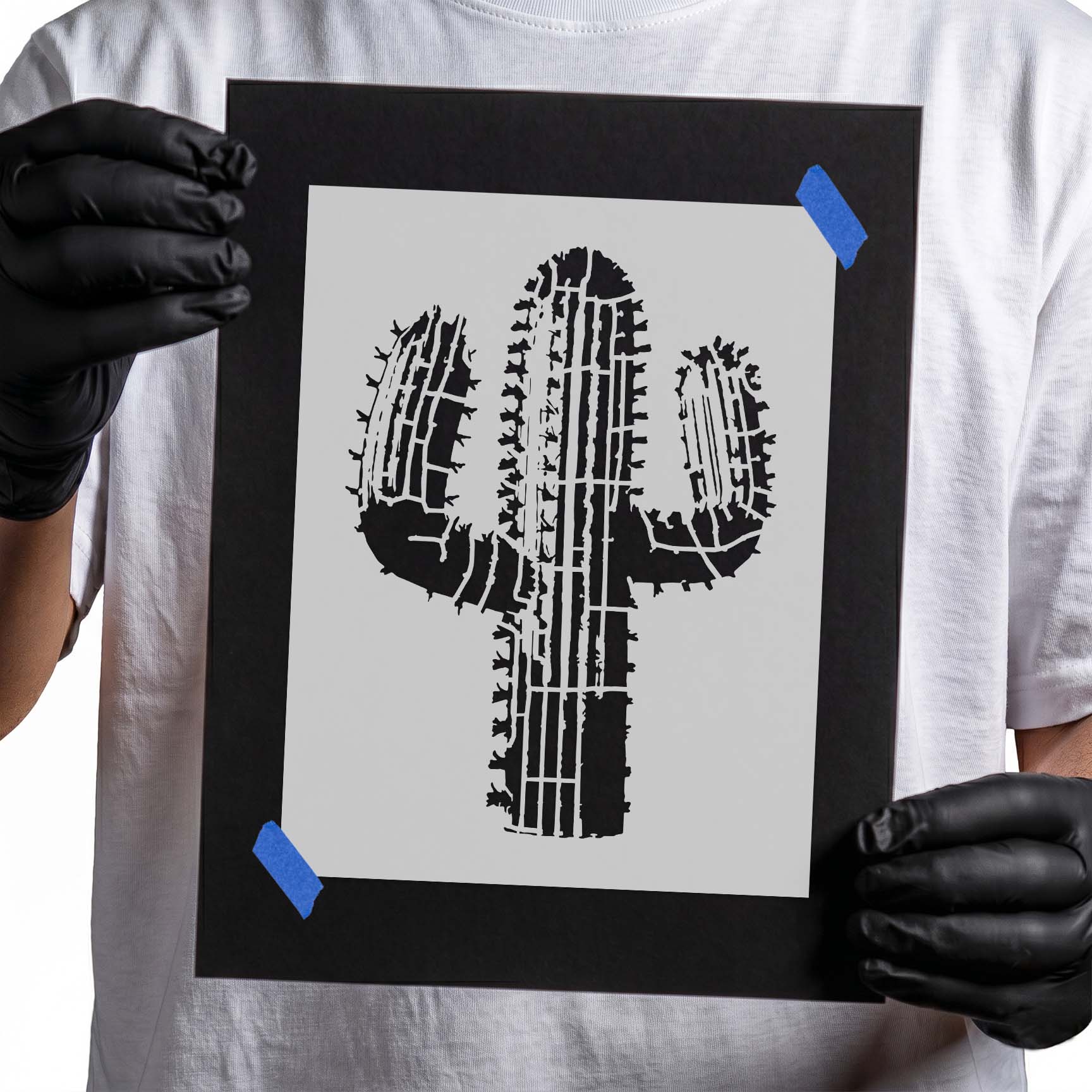 Gritty Saguaro Cactus Stencil