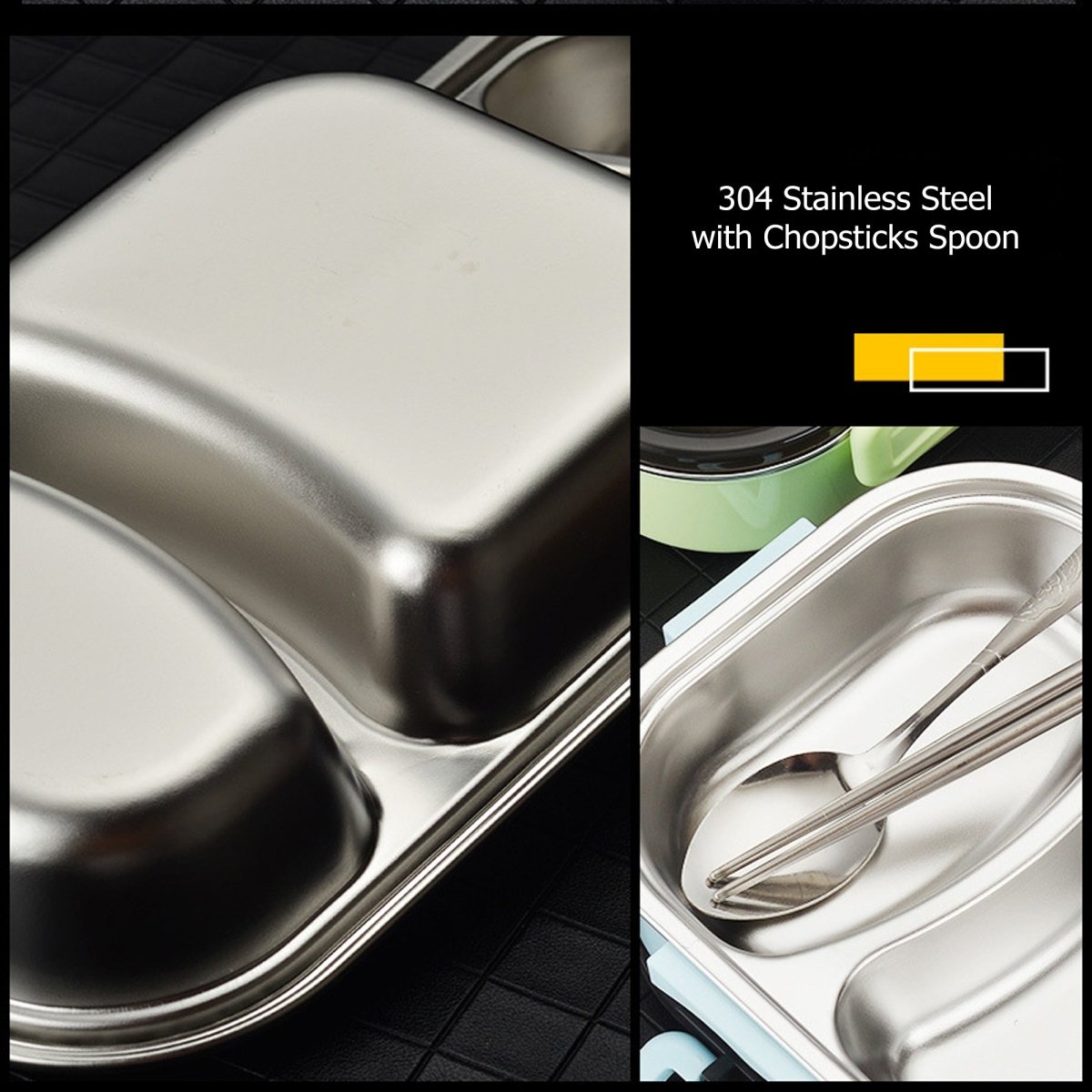 Bento Lunch Box – Includes Thermos Bag, Spoon & Chopsticks