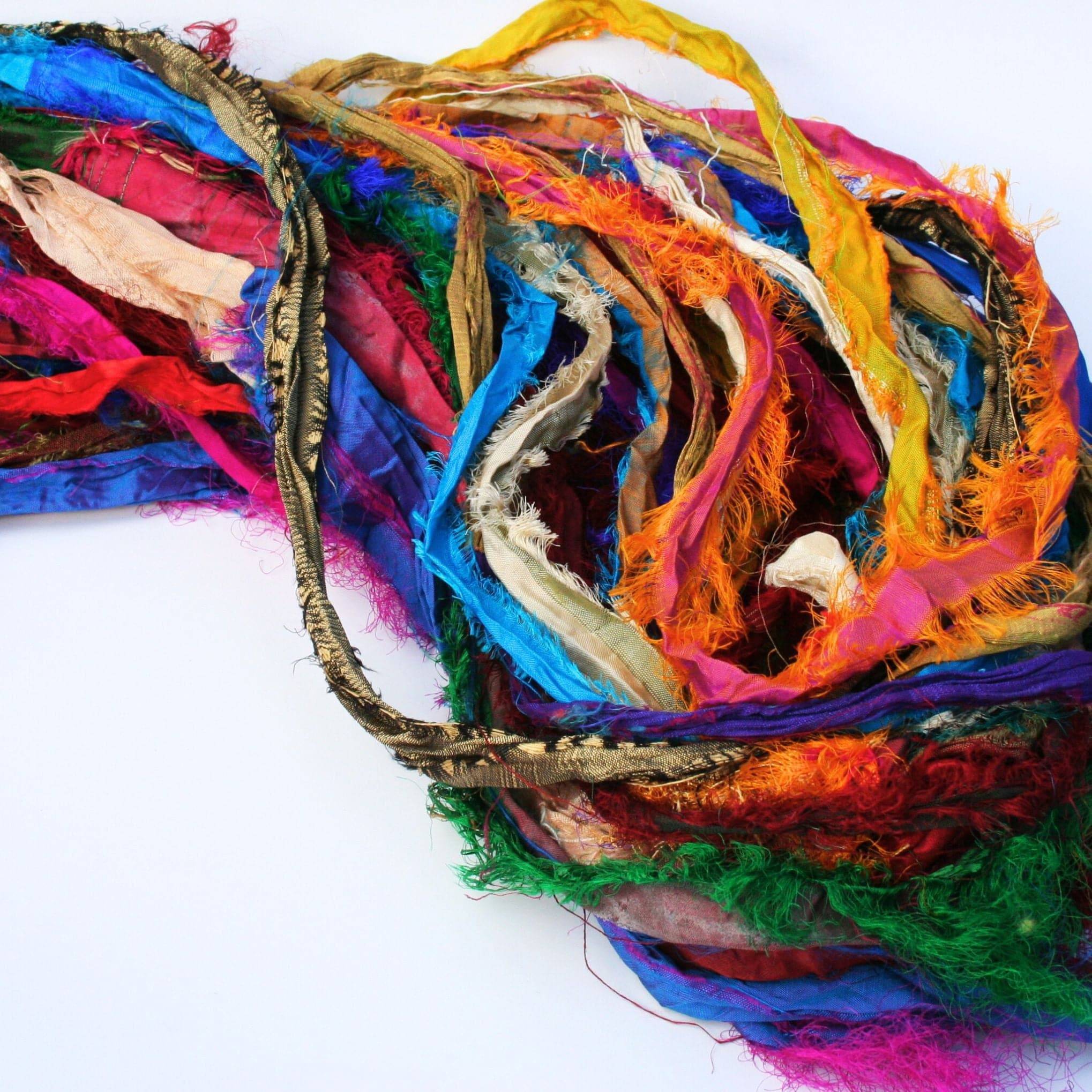 "Nicole's Favorite Ribbon" Recycled Sari Silk "Tibet Jewels"- Perfect for Crafting, Gift Wrap & More