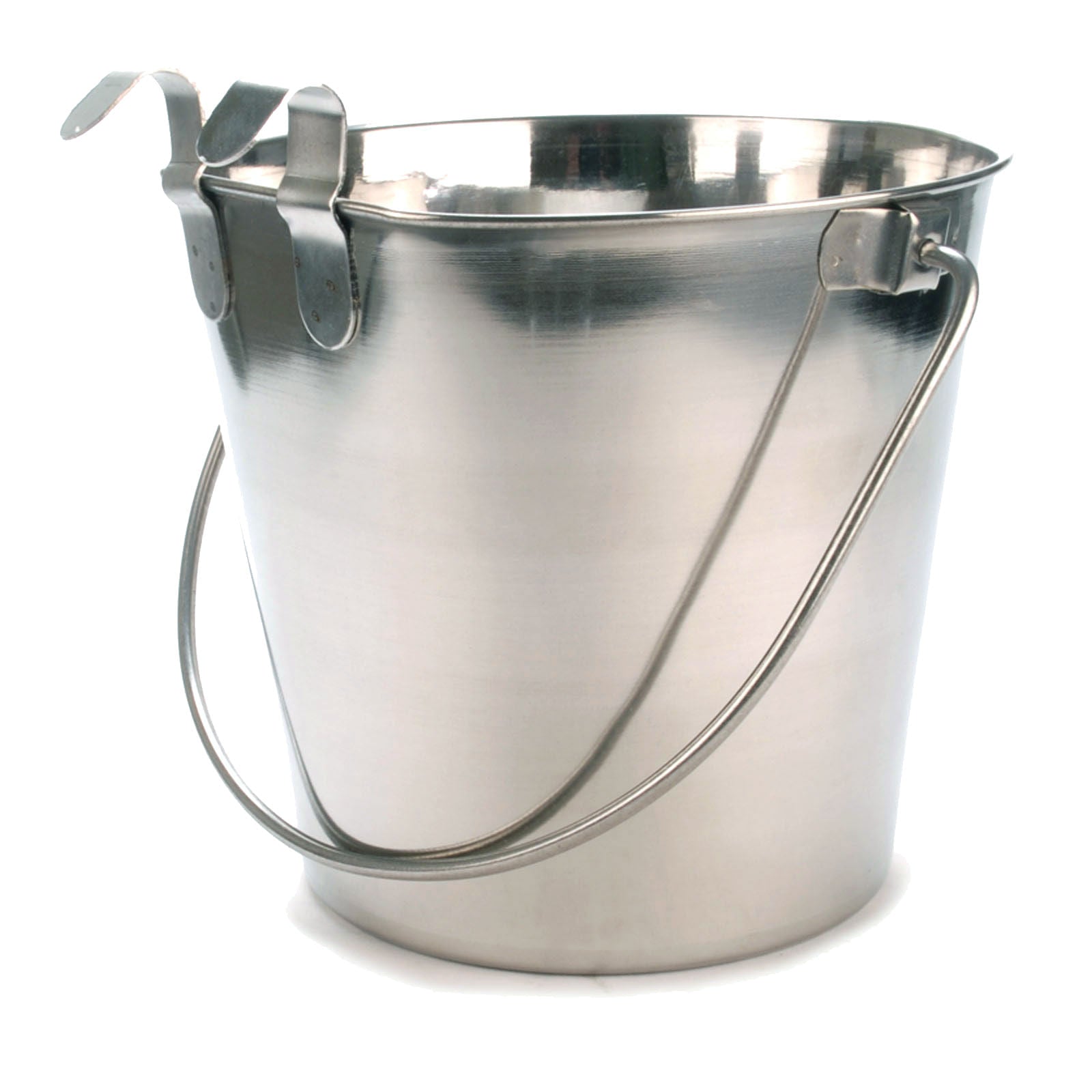 Jeffers Flat-Sided Stainless Steel Pails with Hook & Handle