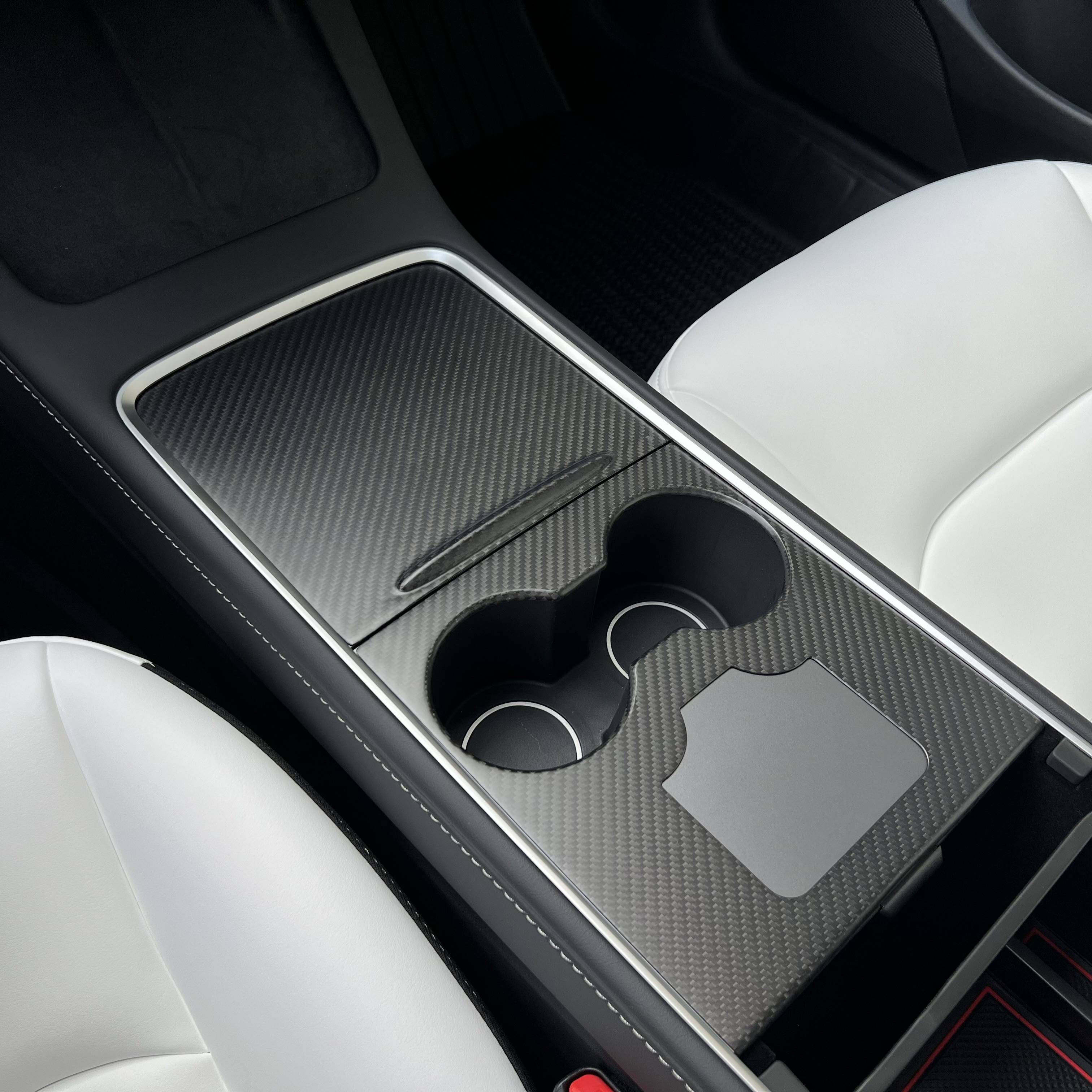 Tesla Model 3 / Y Center Console Wrap Cover (Gen. 1 & 2 & 3) - Carbon Fiber Interior Mods
