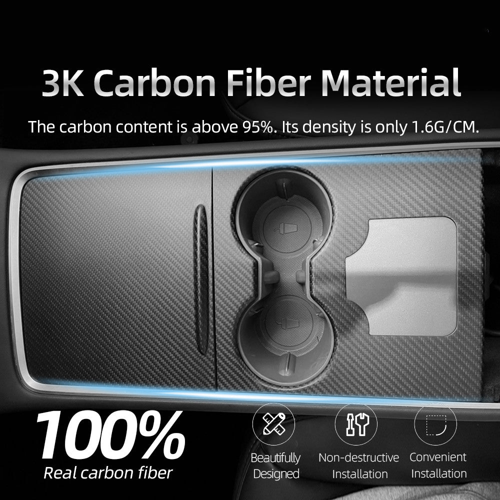 Tesla Model 3 / Y Center Console Wrap Cover (Gen. 1 & 2 & 3) - Carbon Fiber Interior Mods