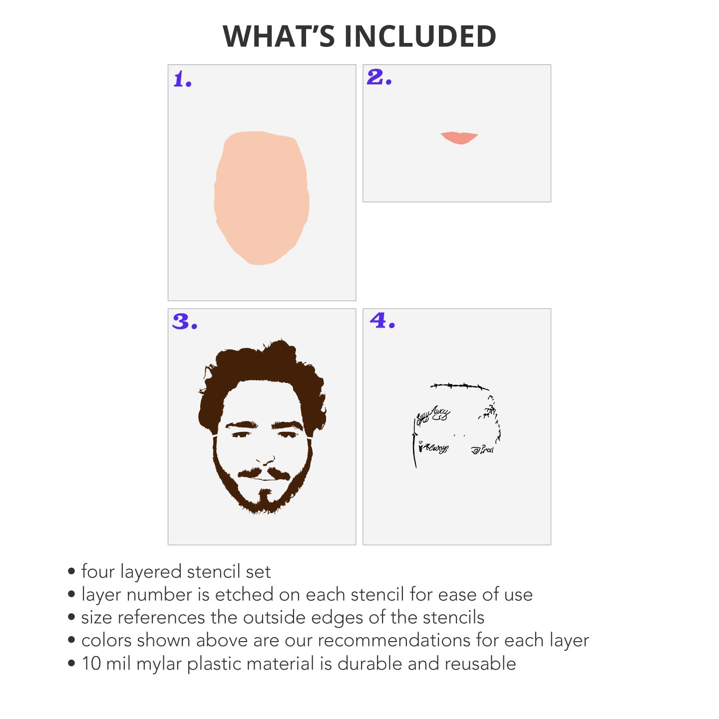 Post Malone 4 Layer Stencil Set