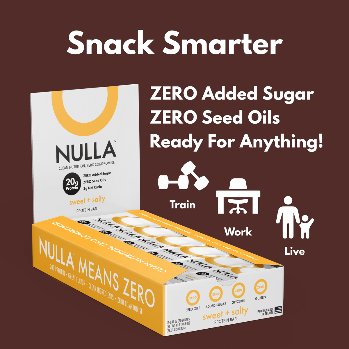 CleanForm Nutrition Nulla Protein Bar - 2 Flavors - Box of 12