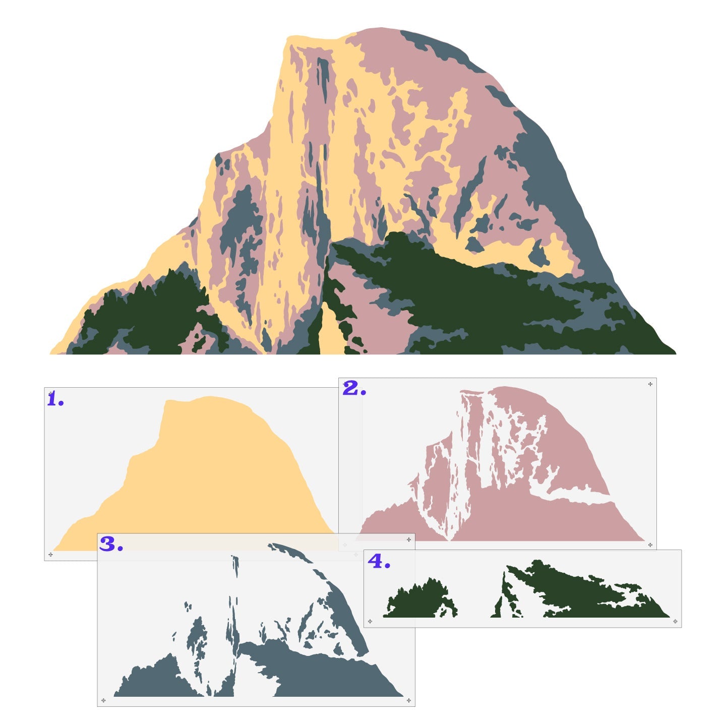 Half Dome Yosemite Wall Mural Stencil Set