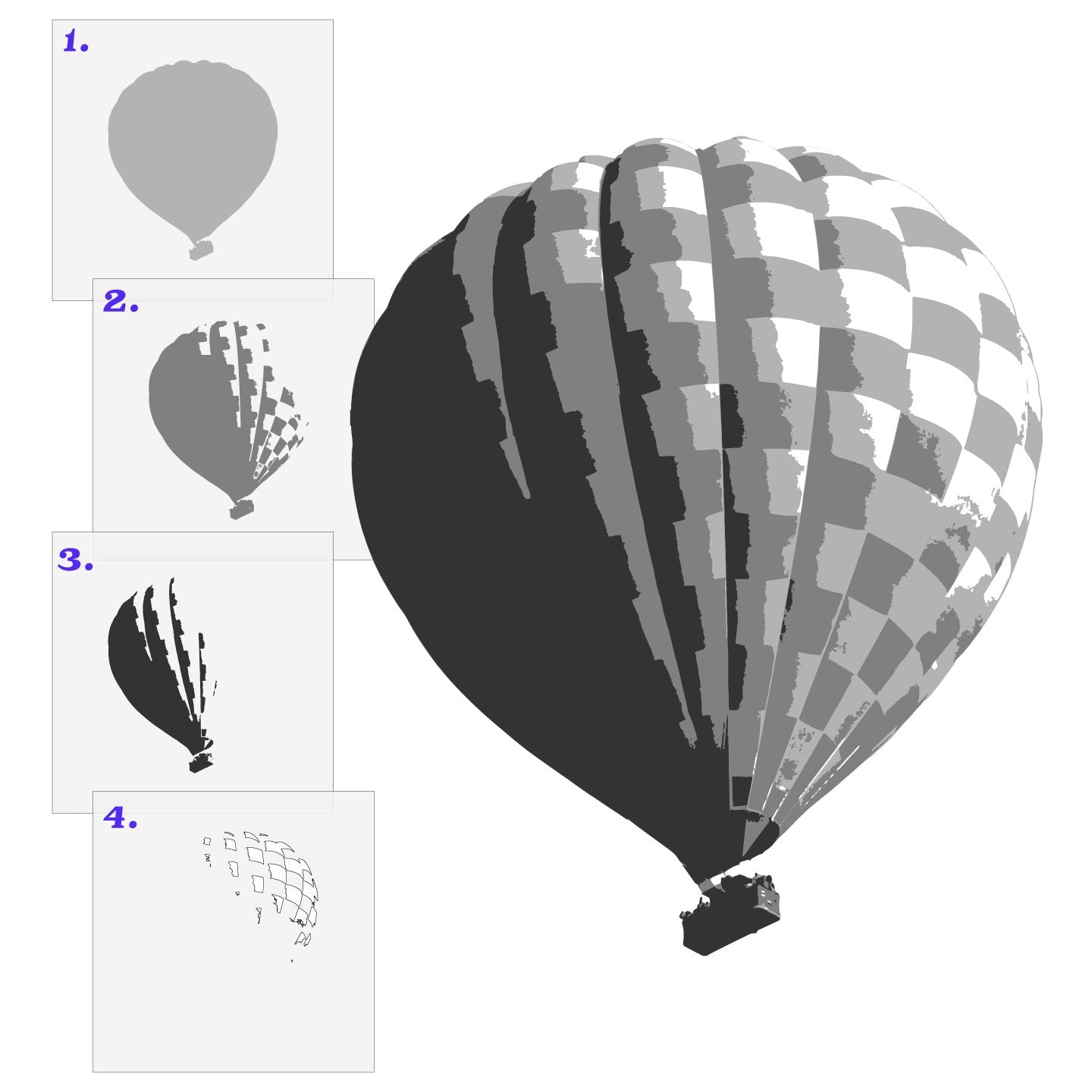 Hot Air Balloon 4 Layer Stencil Set