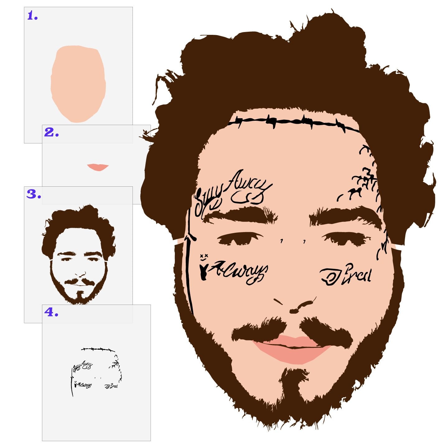 Post Malone 4 Layer Stencil Set