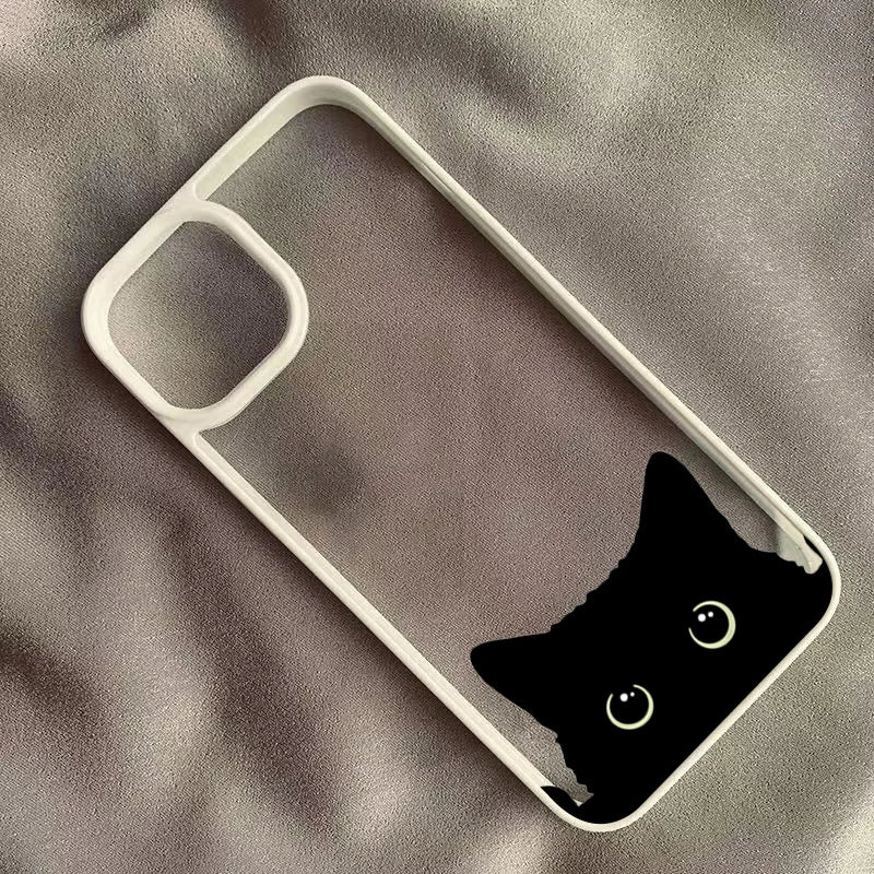 Cute Black Cat Pattern Hard Clear Phone Case