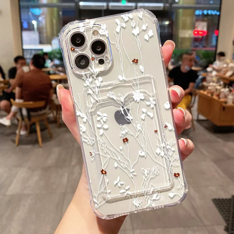 Cute Flower Wallet Card Bag Phone Case