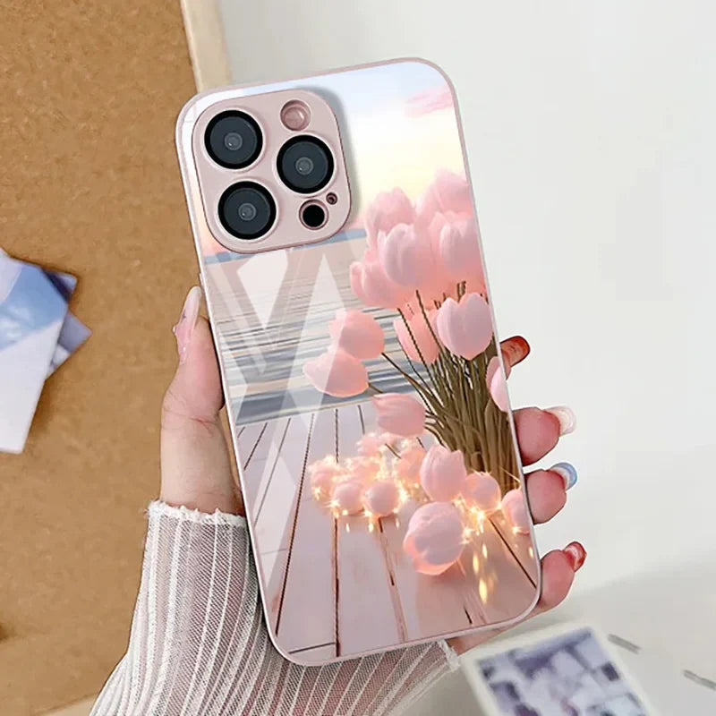 Cute Rabbit Tempered Glass Phone Case