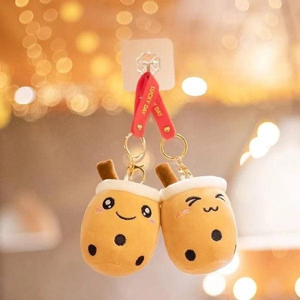 Boba Keychains 3 Pack Cute Fabric Bag Charm Set