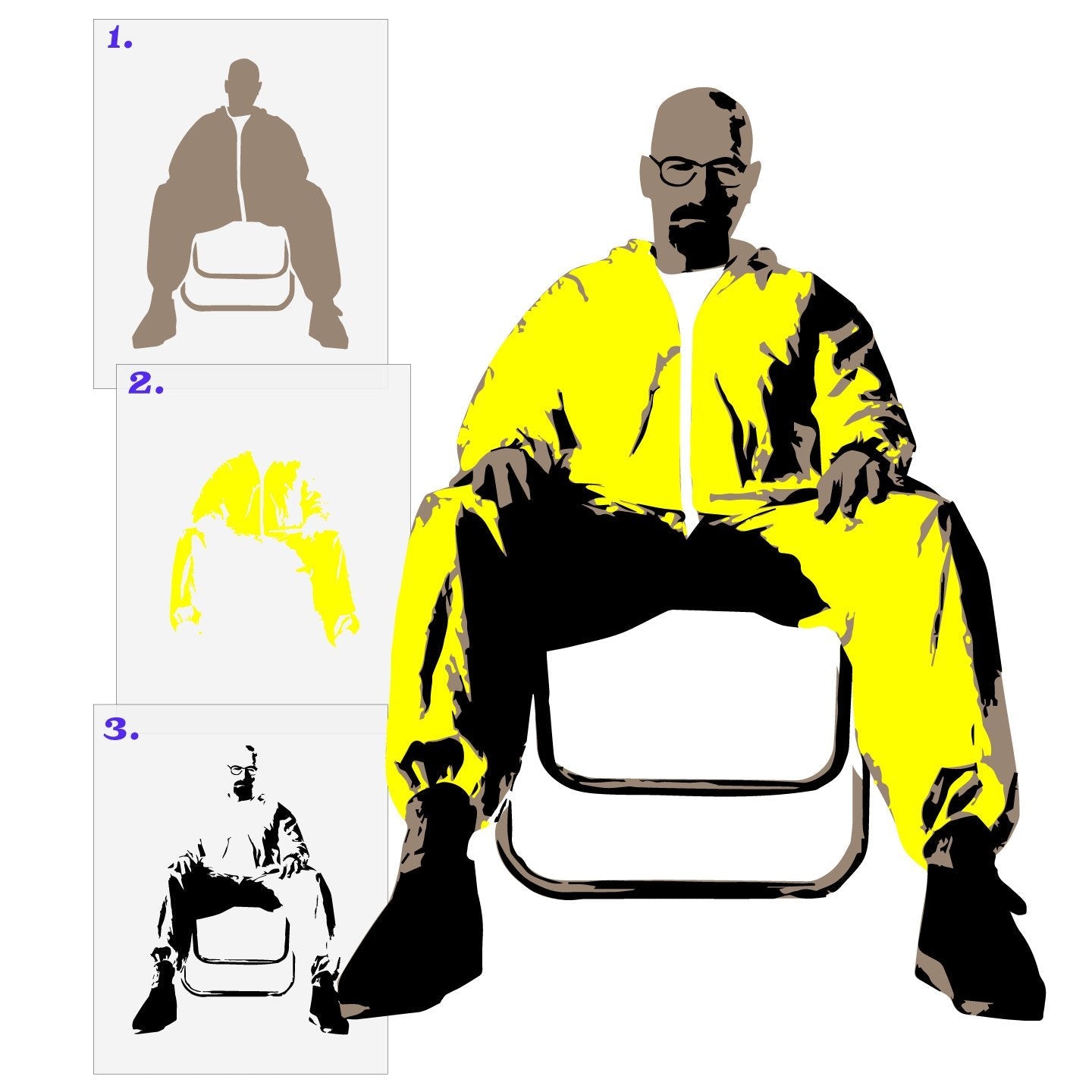 Walter White Breaking Bad 3 Layer Stencil Set