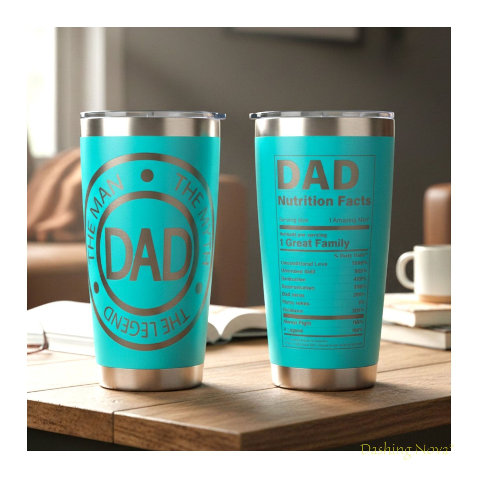 Personalized Best Dad Ever Nutrition Facts Tumbler 20oz Stainless Steel Father's Day Gift