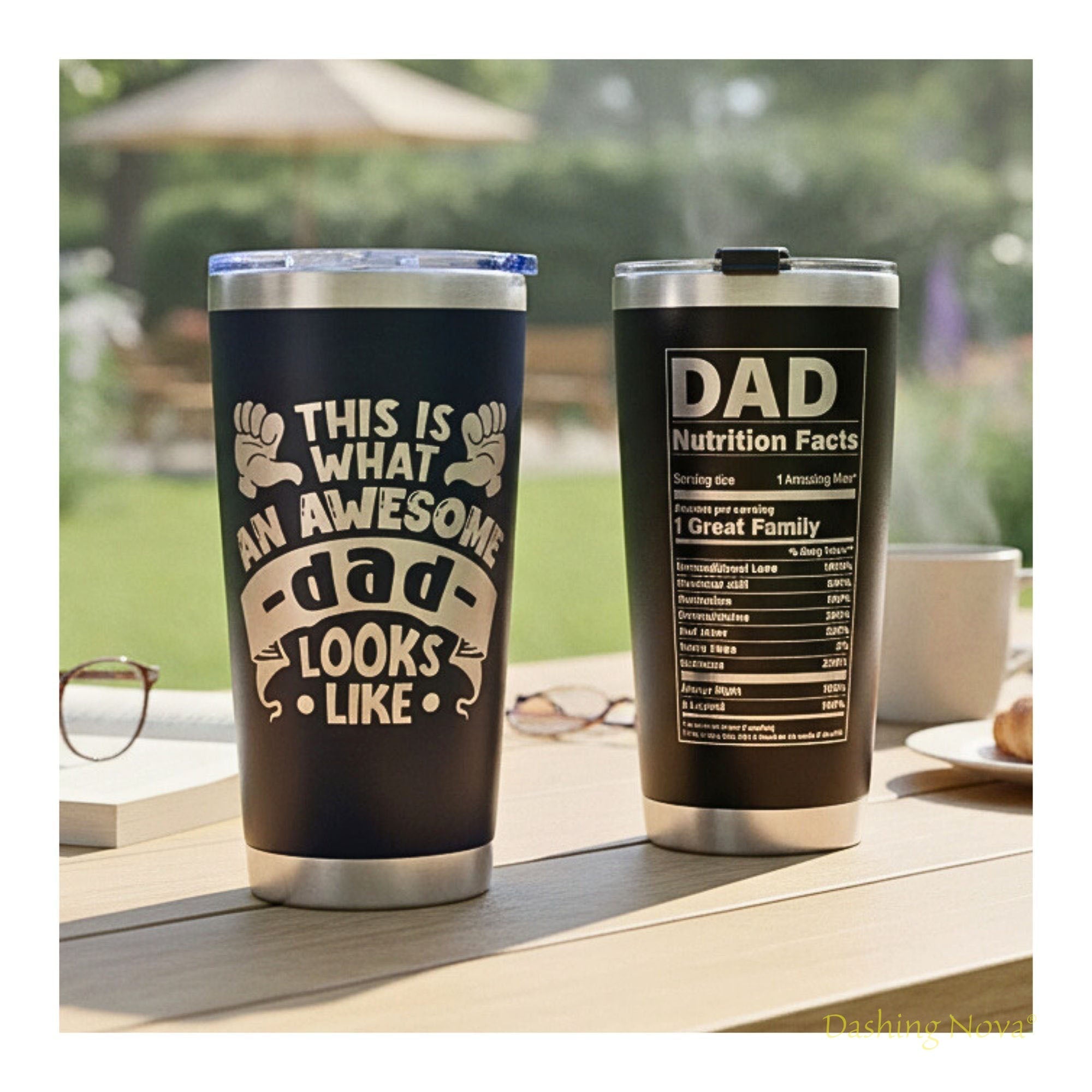 Personalized Best Dad Ever Nutrition Facts Tumbler 20oz Stainless Steel Father's Day Gift