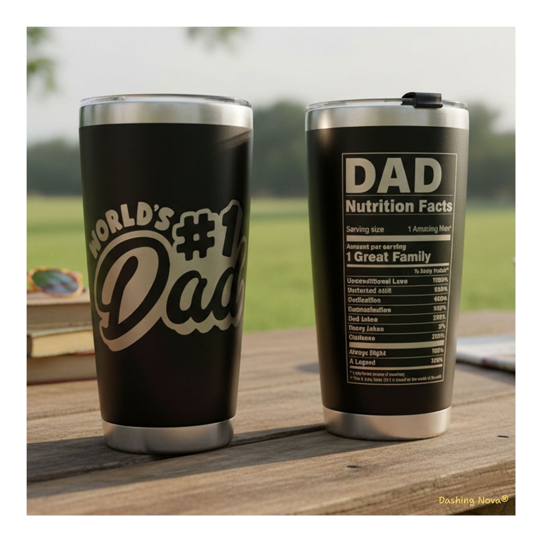 Personalized Best Dad Ever Nutrition Facts Tumbler 20oz Stainless Steel Father's Day Gift
