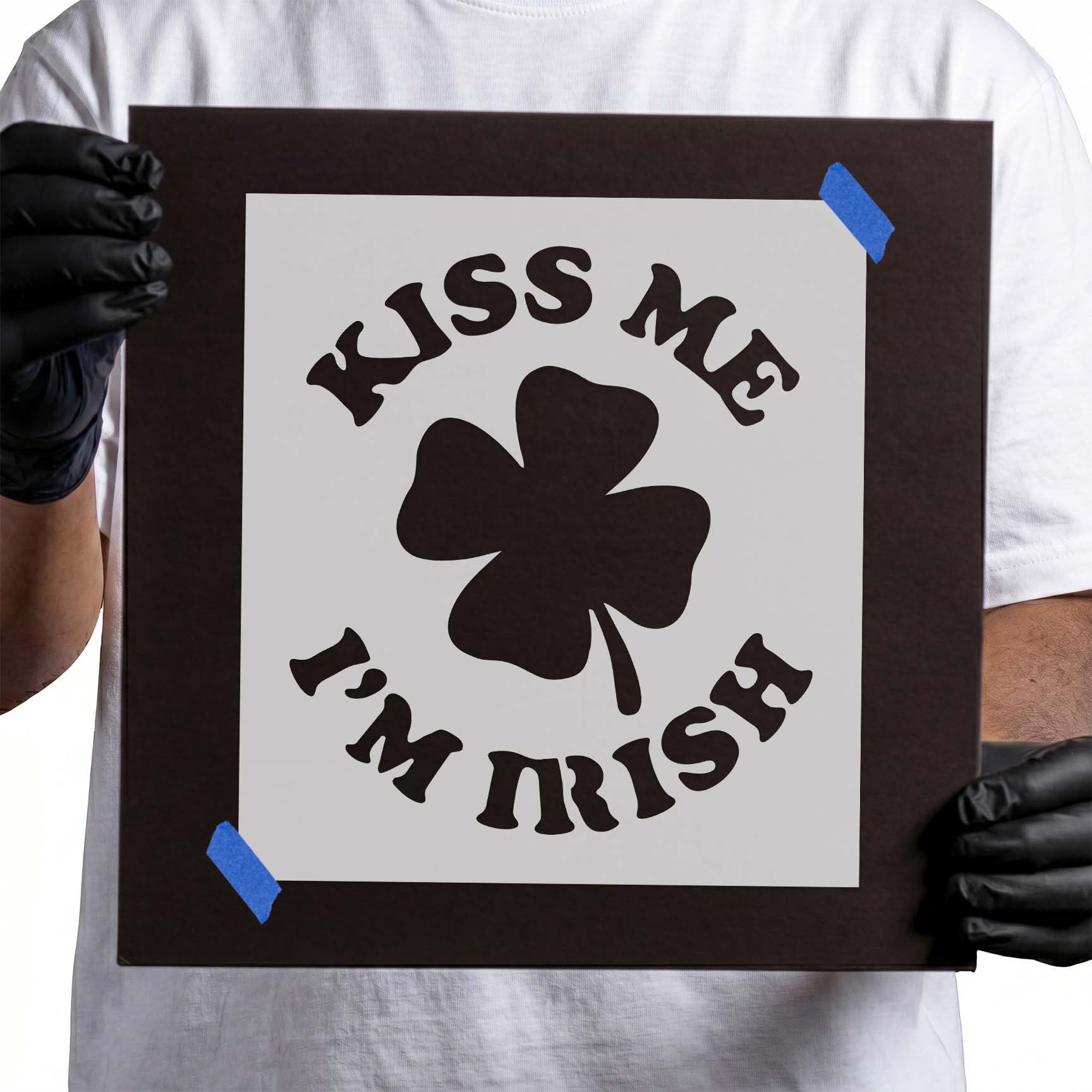 Kiss Me I'm Irish Shamrock Stencil