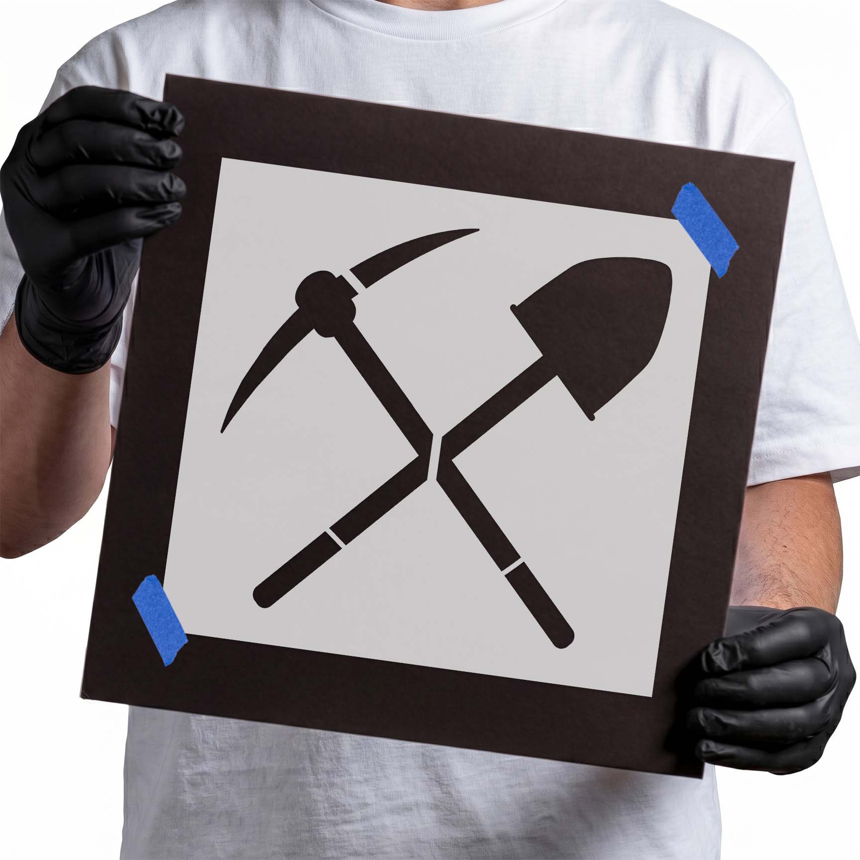 Pickaxe and Shovel Stencil