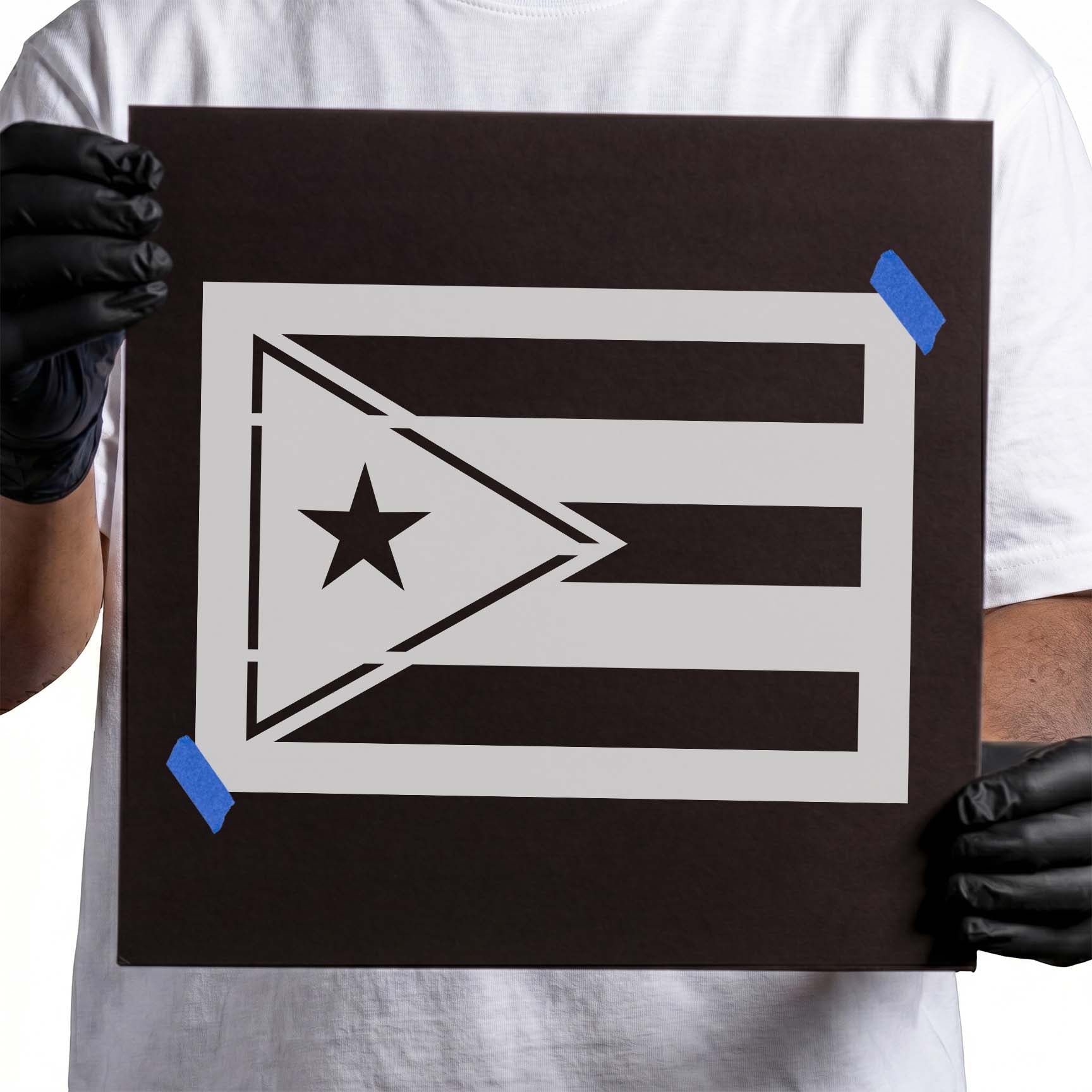 Puerto Rico Flag Short Stencil