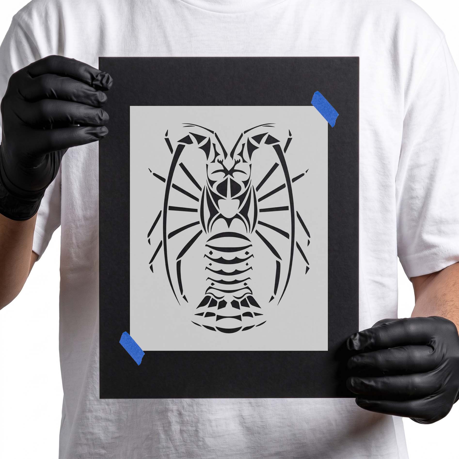 Tribal Lobster Stencil