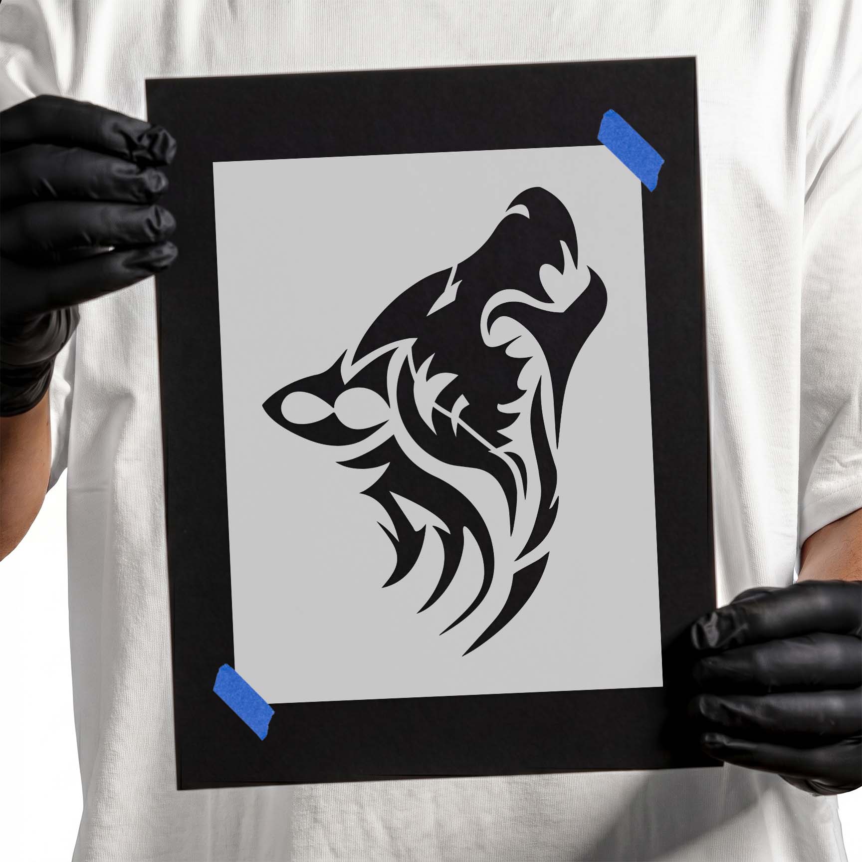 Tribal Wolf Stencil