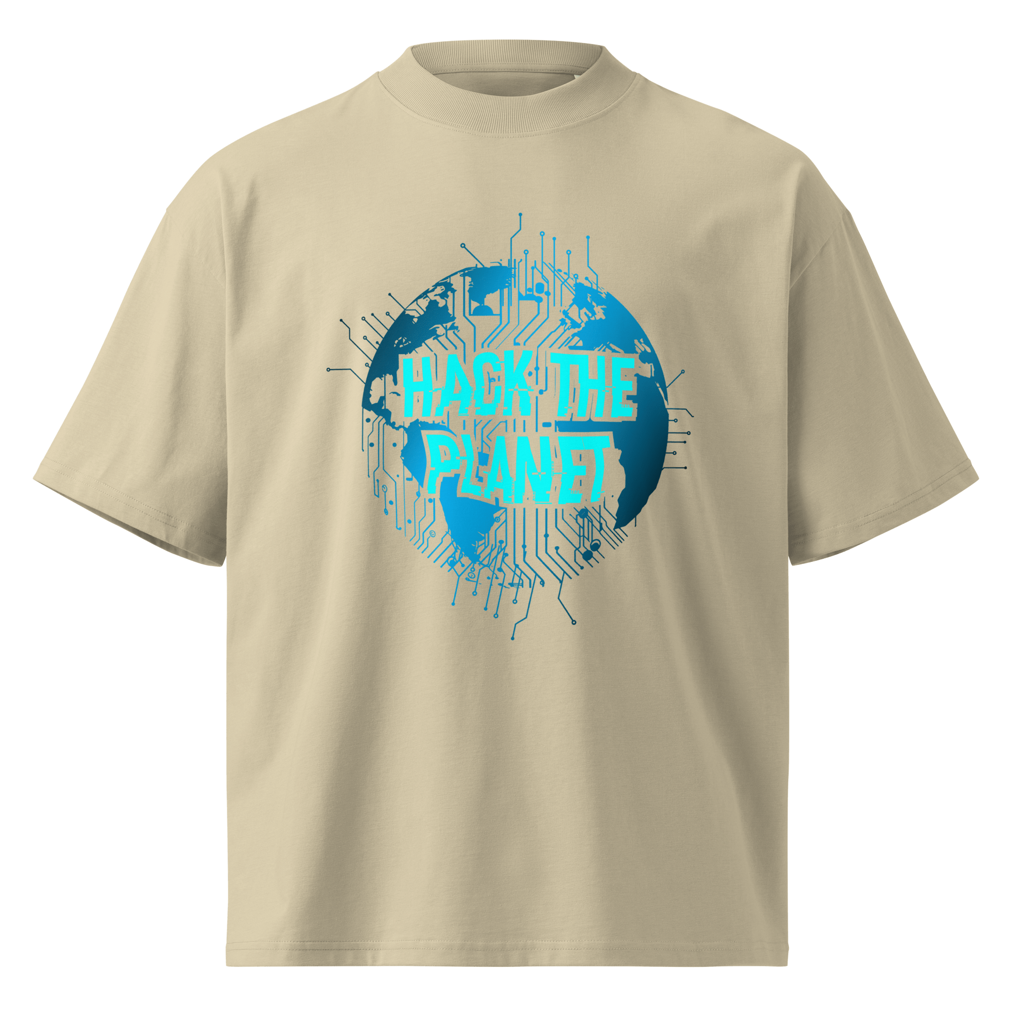 Hack The Planet – Oversized Organic High-Neck T-Shirt