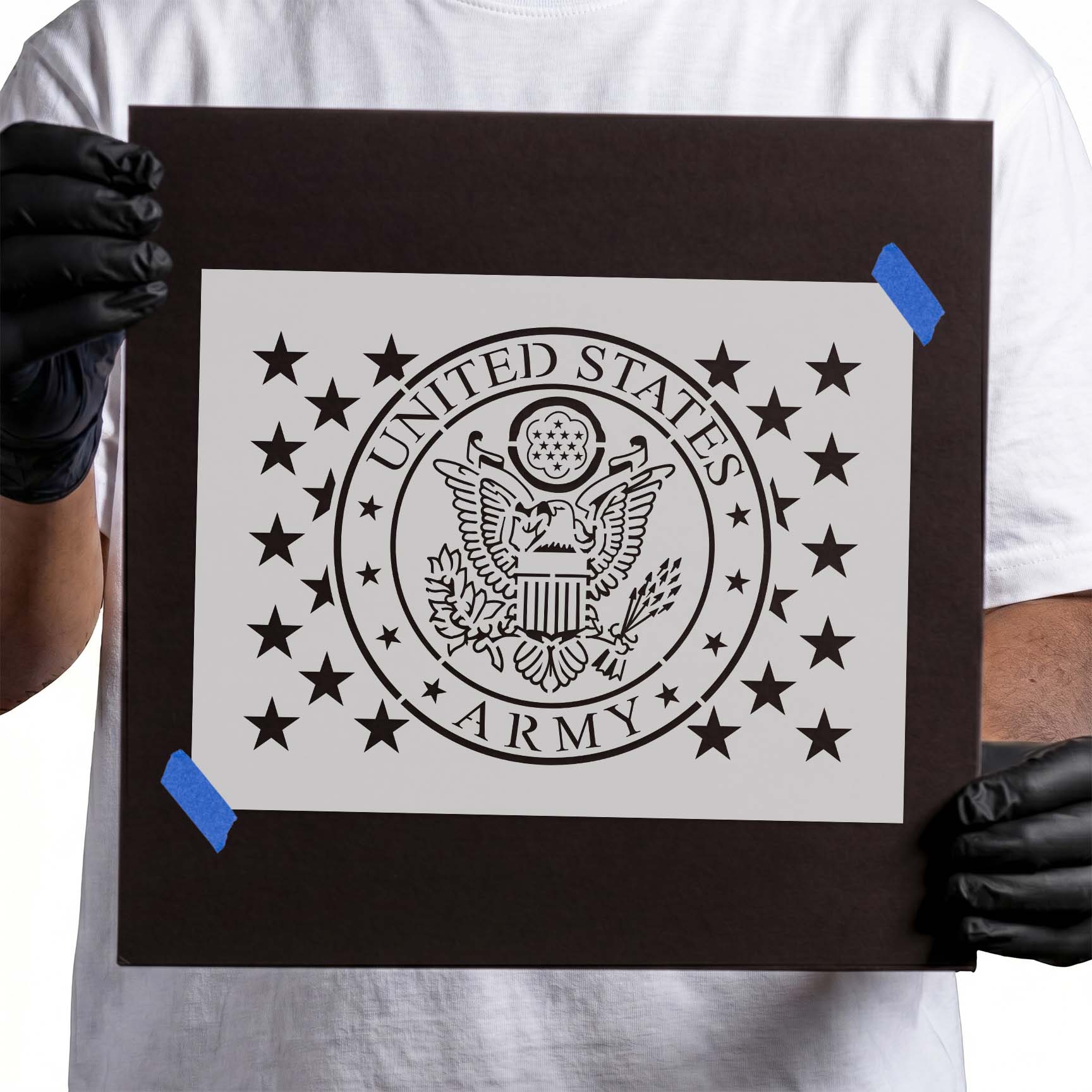 US Army Logo with Stars Stencil