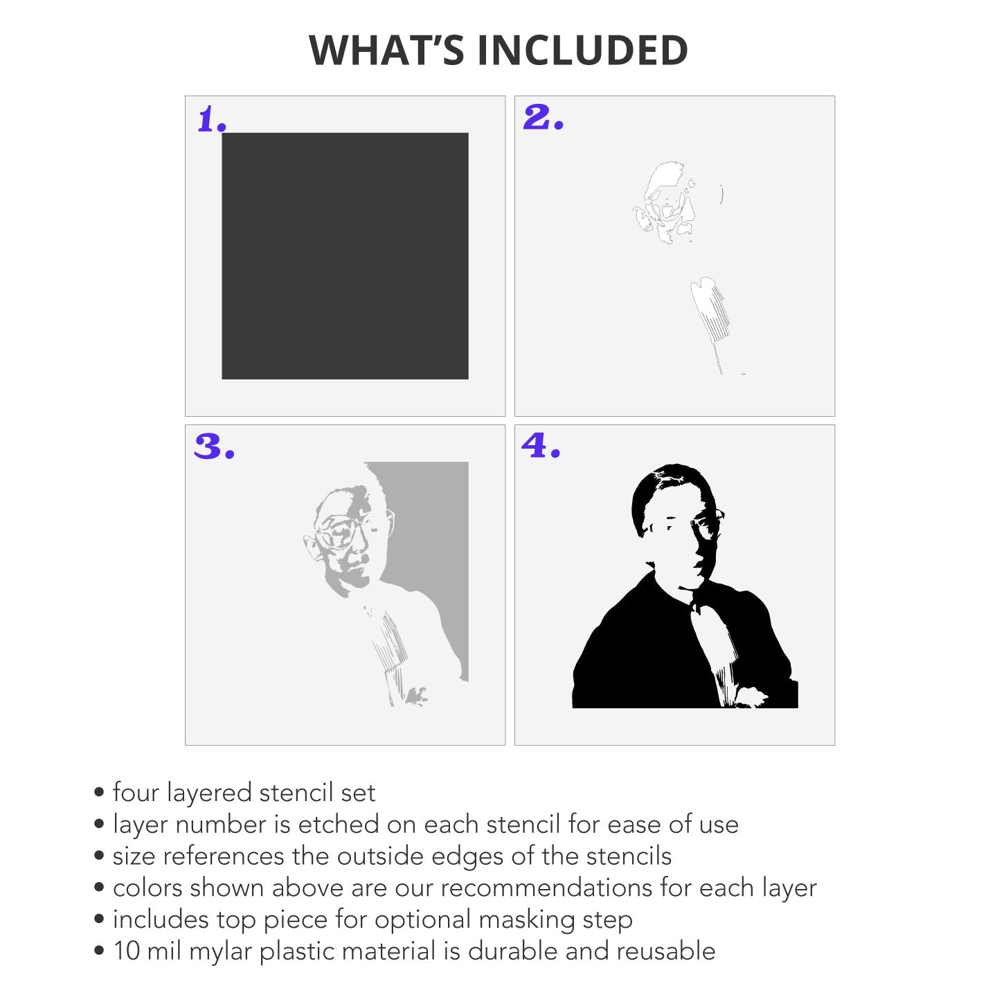Ruth Bader Ginsberg 4 Layer Stencil Set