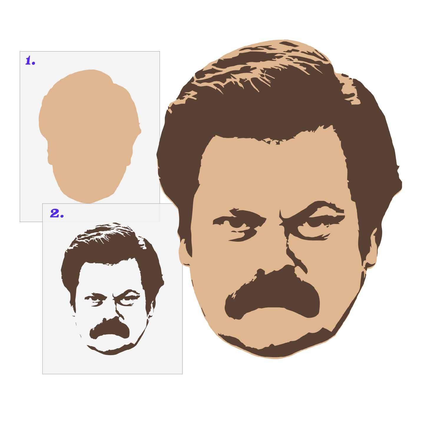 Ron Swanson 2 Layer Stencil Set
